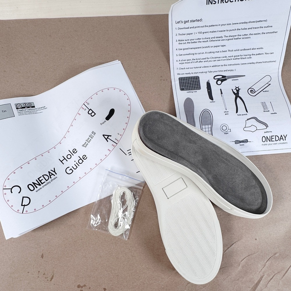 DIY Sneaker Making Kit Rubber Soles Insoles Patterns EU 38 Shoe Craft Supply